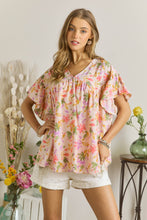 FLORAL PRINTED V NECK SHORT TOP