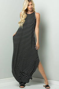 STRIPE CAMI MAXI JERSEY DRESS