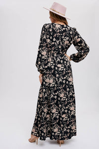 FLORAL PRINT WRAP MAXI DRESS