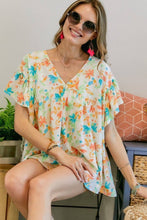 FLORAL PRINTED V NECK SHORT TOP