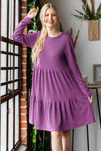 LONG SLEEVE SOLID URBAN RIBBED TIERED MINI DRESS
