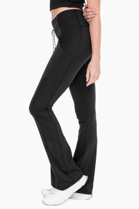 Drawstring Waist Flared Leggings