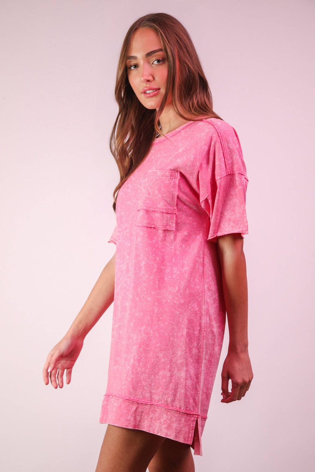 Mineral Washed Knit Oversized Mini Dress