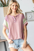 Women's Twist Rib Color Block Knit Top T5498