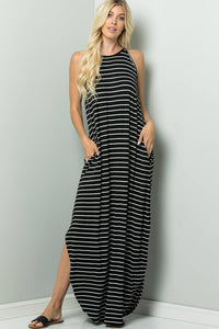 STRIPE CAMI MAXI JERSEY DRESS