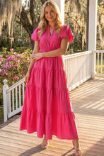 Hot Pink Puffed Sleeve Dress