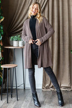 LONG SLEEVE SOLID URBAN RIBBED OPEN CARDIGAN