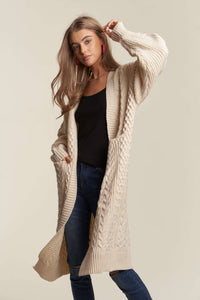 Cable Knit Long Sweater Cardigan