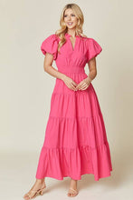 Hot Pink Puffed Sleeve Dress