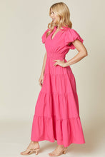 Hot Pink Puffed Sleeve Dress