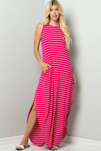 STRIPE CAMI MAXI JERSEY DRESS