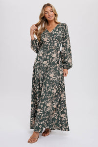 FLORAL PRINT WRAP MAXI DRESS
