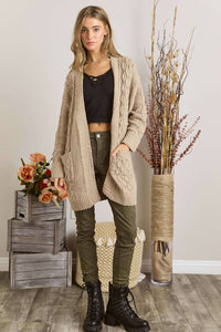 CABLE KNIT CAMEL SWEATER CARDIGAN