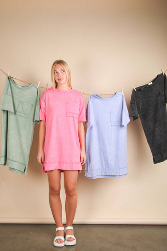 Mineral Washed Knit Oversized Mini Dress