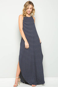 STRIPE CAMI MAXI JERSEY DRESS
