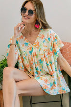 FLORAL PRINTED V NECK SHORT TOP