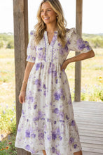 Purple Floral Midi Dress