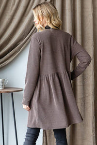 LONG SLEEVE SOLID URBAN RIBBED OPEN CARDIGAN