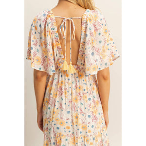 Floral V-Neck Flowy Tiered Maxi Dress
