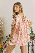 FLORAL PRINTED V NECK SHORT TOP