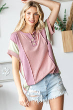 Women's Twist Rib Color Block Knit Top T5498