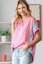 Women's Twist Rib Color Block Knit Top T5498