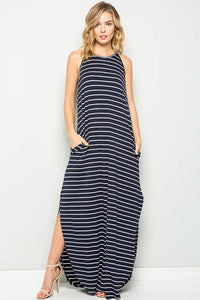 STRIPE CAMI MAXI JERSEY DRESS
