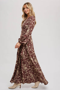 FLORAL PRINT WRAP MAXI DRESS