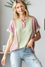 Women's Twist Rib Color Block Knit Top T5498