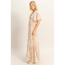 Floral V-Neck Flowy Tiered Maxi Dress
