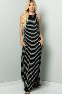 STRIPE CAMI MAXI JERSEY DRESS