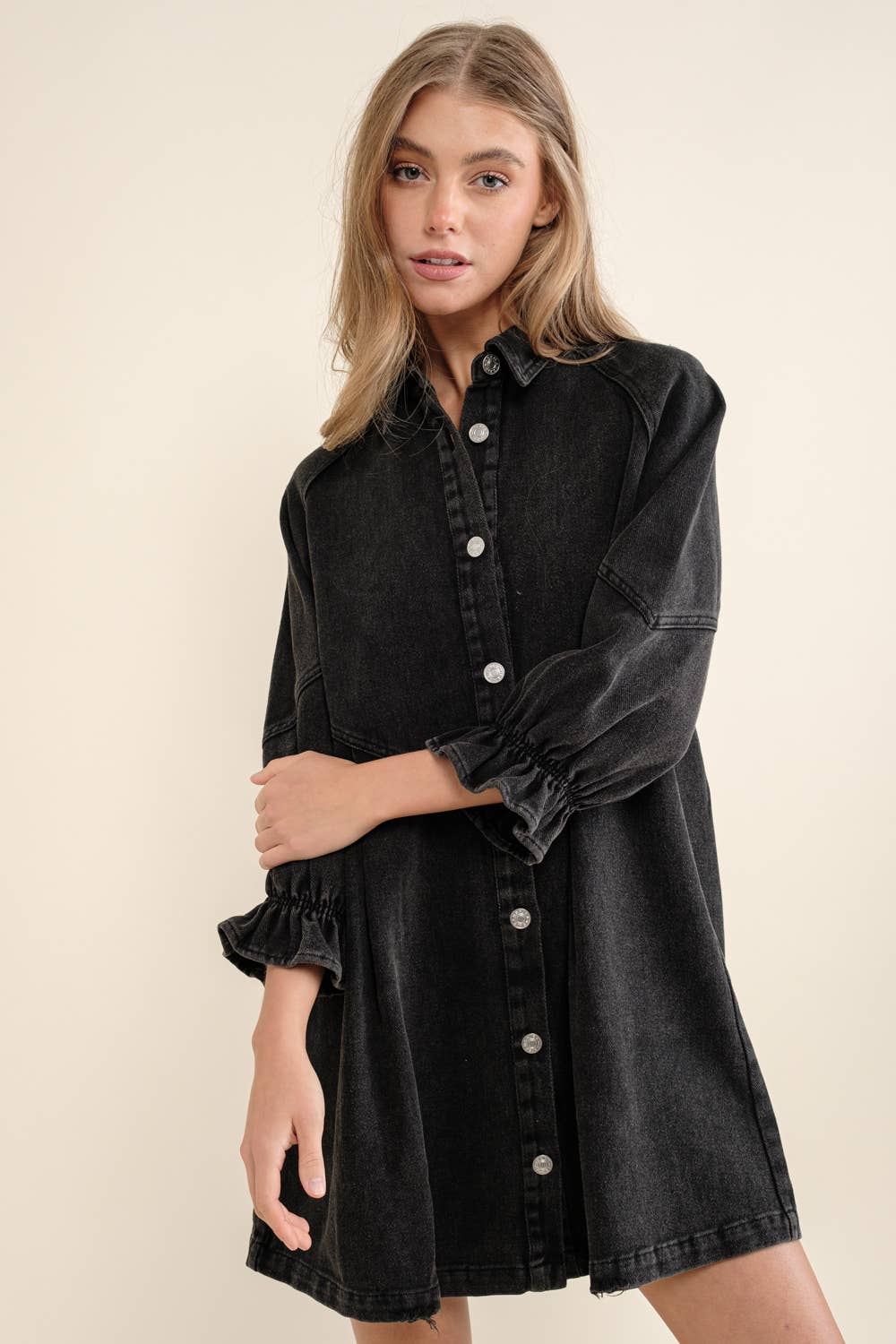 Washed Denim Shirt Dress