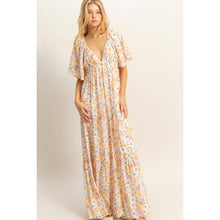 Floral V-Neck Flowy Tiered Maxi Dress