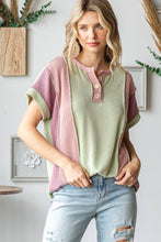 Women's Twist Rib Color Block Knit Top T5498
