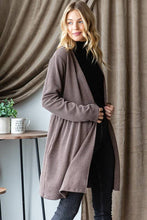 LONG SLEEVE SOLID URBAN RIBBED OPEN CARDIGAN