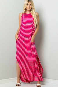 STRIPE CAMI MAXI JERSEY DRESS