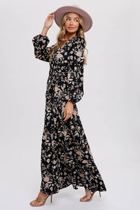 FLORAL PRINT WRAP MAXI DRESS