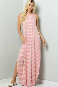 STRIPE CAMI MAXI JERSEY DRESS