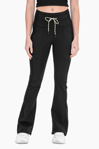 Drawstring Waist Flared Leggings