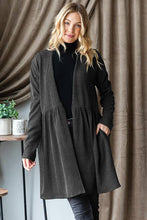 LONG SLEEVE SOLID URBAN RIBBED OPEN CARDIGAN