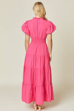 Hot Pink Puffed Sleeve Dress