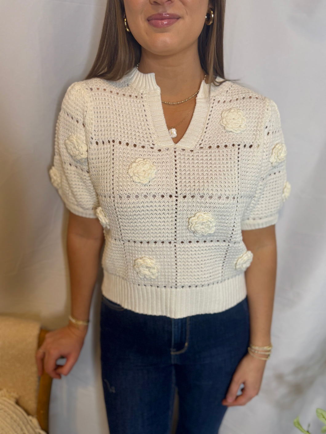 Ivory Flower Sweater