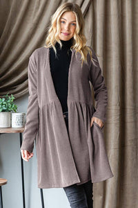 LONG SLEEVE SOLID URBAN RIBBED OPEN CARDIGAN