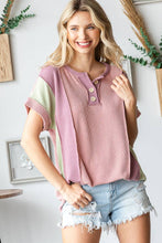 Women's Twist Rib Color Block Knit Top T5498