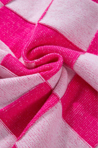 Pink Checkered Cardigan