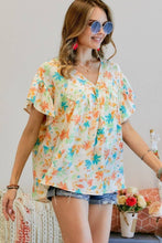 FLORAL PRINTED V NECK SHORT TOP