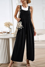 V-Neck Loose Wide Leg Jumpsuit-Black