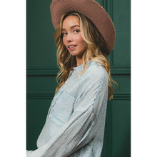 WASHED CRINKLE GAUZE HALF BUTTONED PULLOVER