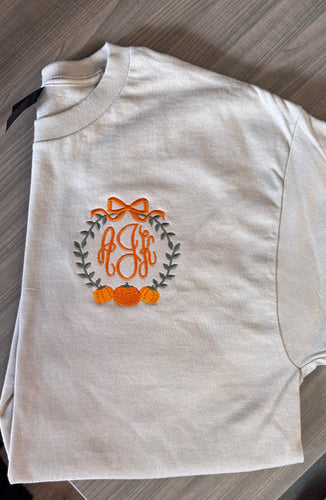 Simple Pumpkin Monogram Tee