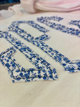 Blue Floral Applique Monogram Crewneck
